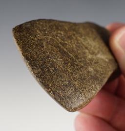 3 1/2" Hardstone Notched Celt found in Noble Co., Ohio. Ex. William Snyder. Bennett COA.