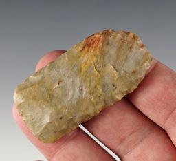 2 3/16" Paleo Square Knife made from Coshocton Flint. Found in Licking Co., Ohio. Ex. Dilley.