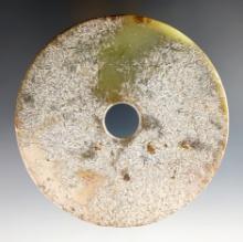5 1/8" heavily patinated jade Bi Disc. Recovered in Southeast Asia in excellent condition.