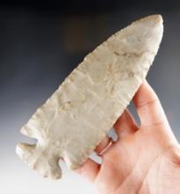 Large 6 1/4" Flint Ridge Flint Archaic Thebes found in Ohio. Ex. Wehrle, Jim Johnston. Pictured.