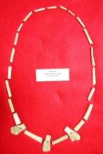 Excellent necklace set of drilled bone beads found at the Hunt Site, Bellmont Co. Ohio.