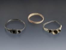 Set of 3 Brass Trade Rings recovered at the Dann Site in Lima, Monroe Co., New York.