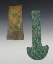 Pair of Precolumbian Copper artifacts including a 5 1/16" Tumi.