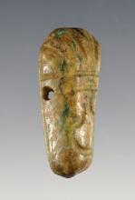 1 9/16" Head pendant,  Mixtec, Oaxaca State, Mexico, 900-1400 CE, green jade.