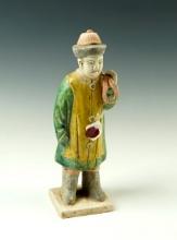 8" tall Tang Dynasty Male figure with original paint and original wax seal.  Circa A.D 618-907