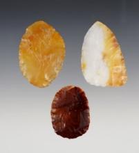 Set of three blades made from beautiful agate Largest is 2 1/16". Found by  Norma Berg.