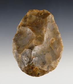 Large 3 1/2" beautifully flaked Turtle Back Scraper - Flint Ridge Flint. Washington Co., Ohio.
