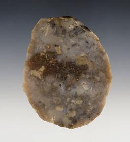 Large 3 1/2" beautifully flaked Turtle Back Scraper - Flint Ridge Flint. Washington Co., Ohio.