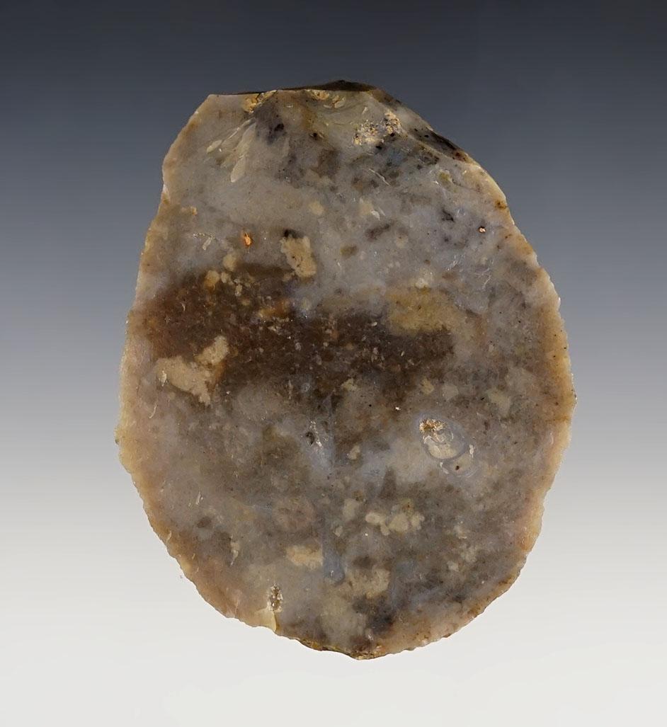 Large 3 1/2" beautifully flaked Turtle Back Scraper - Flint Ridge Flint. Washington Co., Ohio.