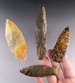 Set of 4 nice Tennessee points. Includes a Lerma Blade, Turkeytail, Blade & Copena.