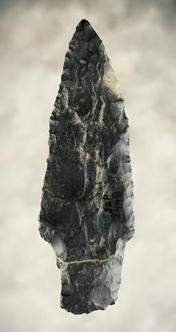 4 1/2" Stemmed Knife made from Coshocton Flint. Found in Hardin Co., Ohio. "Lightning Lines."