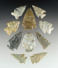 Set of 10 Ohio area points in nice overall condition. Includes a thin Bifurcate, Decatur and more.