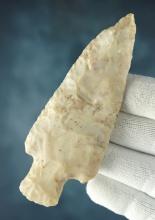 4 7/16" Woodland Stemmed Knife with minor modern tip retouch. Flint Ridge Flint.  Ohio.