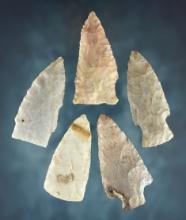 Set of 5 Ohio Knives including a Stemmed Lanceolate and several Hopewell pieces.