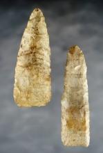 Two Archaic Knives made from multi-colored Chert. Southern Ohio. The larger is 3 3/4".