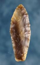 Colorful 2 1/16" Transitional Paleo Hell Gap with ancient grinding.Williamson Co., Texas. COA.