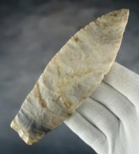 6 1/16" Sedalia made from Mozarkite Flint. Very minor modern retouch to the tip. Missouri.