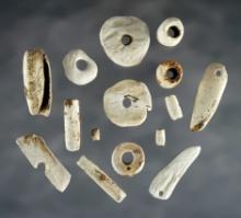 Set of 15 Shell Artifacts found on the Shaddle Farm in Mason Co., West Virginia.