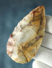 2 15/16" Adena Leaf Blade made from colorful Flint Ridge Flint. Found in Ohio.