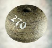 2 1/2" Ball Bannerstone Preform made from Banded Slate. Found in Pope Co., Illinois. Ex. Bouras.