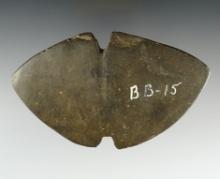 4 5/8" Archaic Tie-on Double Notched Wing Bannerstone. Found in Ionia Co., Michigan.