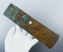 SALE HIGHLIGHT! 10 1/8" x 2 13/16" Woodland/ Mississippian Culture Copper Celt. Tennessee.