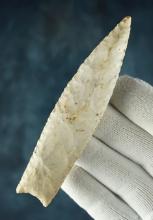 4 1/4" Agate Basin made from Burlington Chert. Found in Missouri in the 1950's. Three COA's.