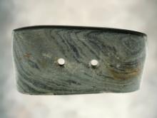 3 1/2" Rectangular Gorget made from Banded Slate. Found in Hancock Co., Ohio. Ex.  Bouras.