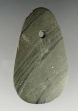 2 1/4" miniature Pendant made from Banded Slate. Most likely found in Ohio. Ex.  Tim Bouras.