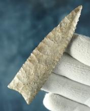 3 1/2" Serrated Dalton found in Lee Co., Iowa. Comes with a Bennett COA. Ex. Tim Bouras.