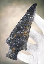 5 7/8"Coschoton Flint Ashtabula. Found in Coshocton Co., Ohio. Ex. Wilson, Paul Hothem. COA.