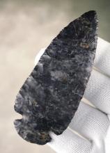 4 3/16"  Dovetail made from Coshocton Flint. Found in Guernsey Co., Ohio. Ex. Dick Coulter.