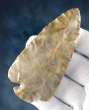 3 15/16" Button Base Dovetail made from Flint Ridge Flint. Montgomery Co., Ohio. Ex. Joe Tate.