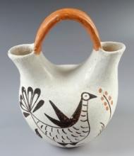 6 1/8" tall Acoma Wedding Vase with nice exterior painted design. Signed on bottom C. Lowden.
