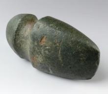 4 7/8" long 3/4 Grooved Axe made from nicely patinated green Diorite. Found in Missouri.