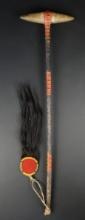 34 7/8" long "Skull Cracker" Plains Indian Club circa late 1800's- early 1900's. Club head is 9."
