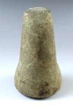 5 3/16" Bell Pestle found in Pike Co., Illinois. Unique grooves on side. Ex. Robert Farley.