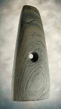 4 7/8" Trapezoidal Pendant with center perforation. Made from Banded Glacial Slate. Ohio.
