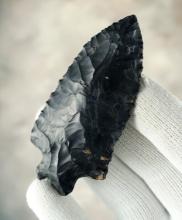 3 3/16" Heavy Duty made from black Coshocton Flint. Found in Washington Co., Ohio.
