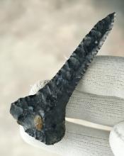 2 15/16" Coshocton Flint Expanded Base Drill. Found in Stark Co., Ohio.