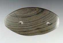 4 5/8" Glacial Kame Two Holed Gorget. Made of beautiful Banded Slate. Recovered in Ohio.