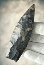 4 3/16" Paleo Fluted Lanceolate made from Coshocton Flint. From Delaware Co., Ohio. COA.