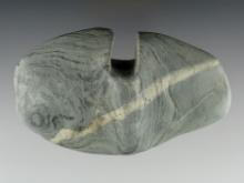 4 3/8" Single notch Wing Bannerstone. Banded Glacial Slate with "worm tracks". Ohio.