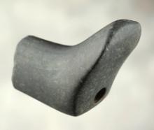 2" long anciently salvaged tail-section of a Birdstone. Made from dark gray Slate. Ex. T. Bouras.