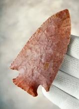 3 7/16" Hardin made from Strawberry Flint. Found in Boone Co., Missouri. Ex. T. Bakutis. COA's.