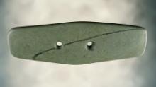 4 3/8 x 1 1/2" Rectangular Gorget found in Seneca Co., Ohio. Made from Banded Slate. Pictured.