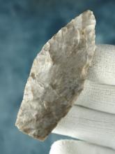2 13/16" Paleo Lanceolate made of Upper Mercer Flint. Coshocton Co., Ohio. Ex. Archibald, Lutz.