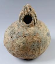 3 1/2" x  4 1/2" Hooded Pottery Vessel recovered in Mississippi/Arkansas with minor restoration.
