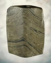 3 1/4" Bannerstone made from Glacial Slate. Found in Crawford Co., Ohio. Ex. Brown, Converse.