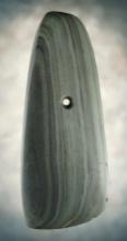 Large 5 7/8" Trapezoidal Pendant made of green and black Slate. Found in Ingham Co., Michigan.